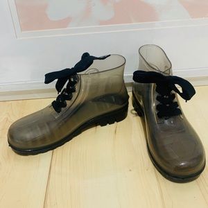 Clear jelly rain boots
